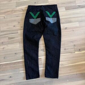 Y2K 2000s Qruel Black Jeans with embroidered back size 36
